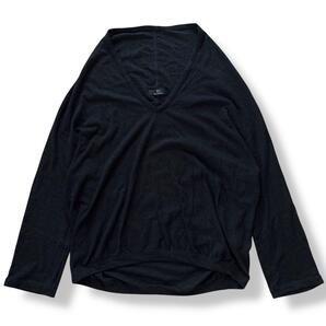 【美品】2005AW Y's Yohji Yamamoto L/S Drape Cut-sew ワイズ ヨウジヤマモト カットソー 長袖 ロンT トップス ブラック 黒 3 Lサイズ