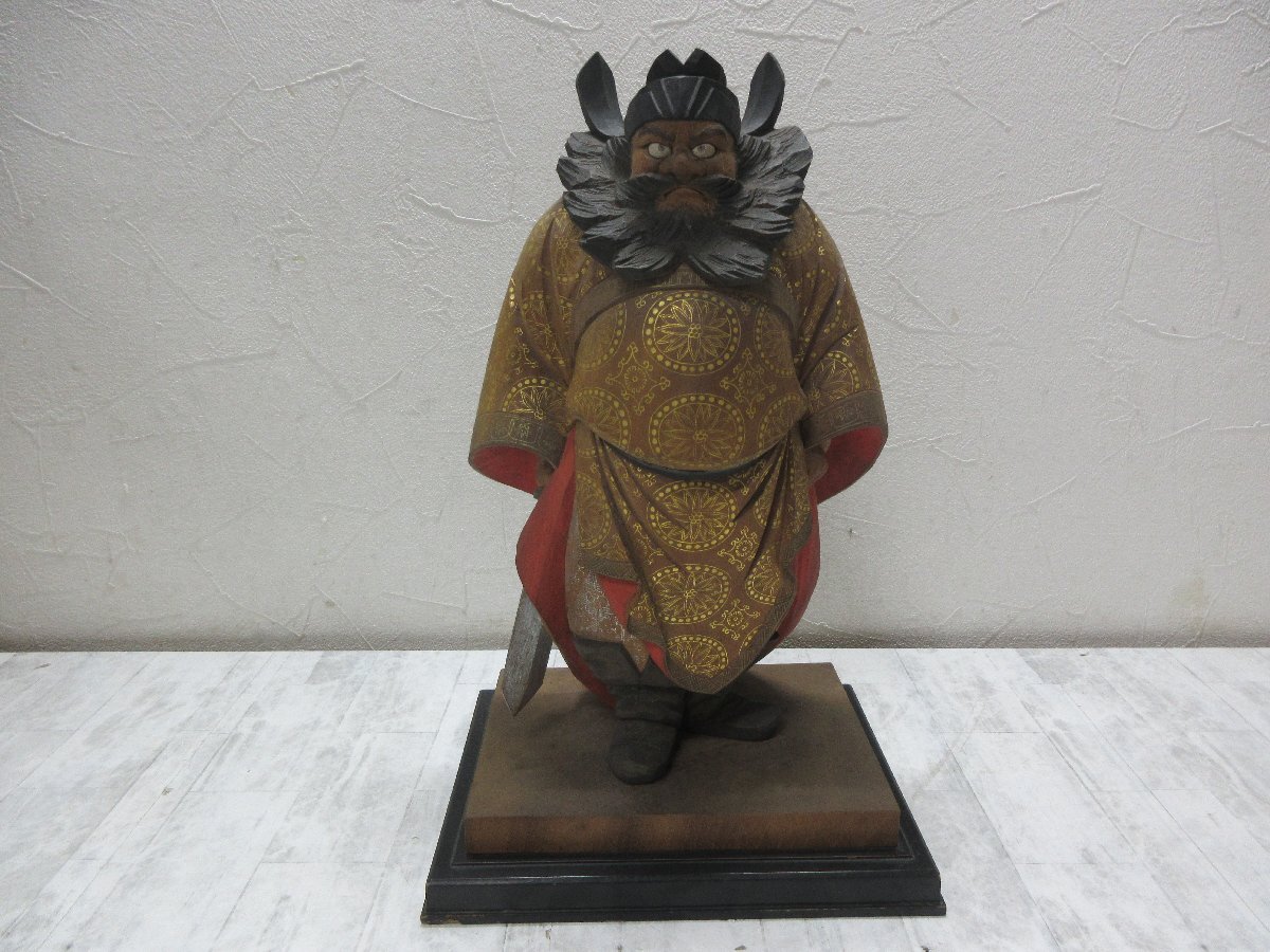 彫刻家 花田一男 作 金銀彩色「翁」置物 在銘 保証(A551) 彫刻家 花田一男 作 金銀彩色「翁」置物 在銘 保証 旧家蔵出