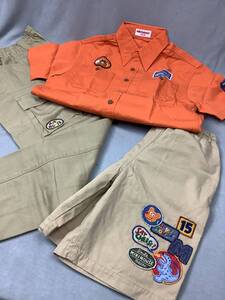 『MIKI HOUSE』ミキハウス 男児 130センチ 半袖シャツ オレンジ色&カーゴパンツ ベージュ色 他五分丈パンツ 美品