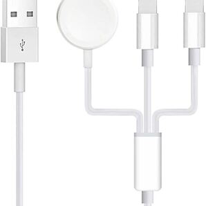 Watch充電器 3in1 Watch充電ケーブル 磁気充電ケーブル USBポート搭載 急速充電 持ち運び便利 軽量 旅行 出勤 外出 ホワイト+A