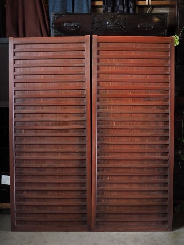 旧家 建具 アンティーク 木枠　古民家 Amazon.co.jp: タE0412【H113,5cm×W65cm】×2枚アンティーク格子