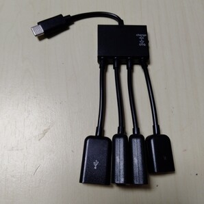 ◇Type-C 接続 4in1 OTGハブ OTGケーブル 3ポート HUB スマートフォン/タブレット 給電 充電