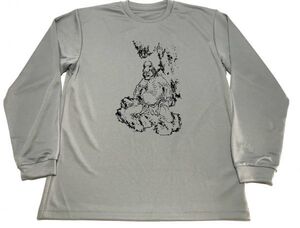 グレー 葛飾北斎 ドライ Tシャツ 鬼 北斎漫画 名画 グッズ ロングTシャツ ロンT ロング 長袖