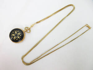 C48【懐中時計】ブヘラ BUCHERER★Amerik R+S ロングチェーン 75cm 付★クォーツ時計 ポケットウォッチ★電池交換済★動作品★