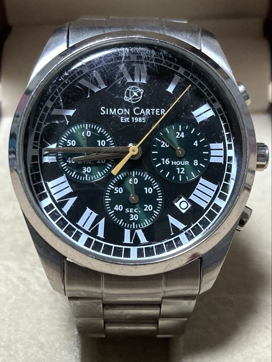 サイモンカーター QZ クロノグラフ デイト メンズウォッチ　クォーツ