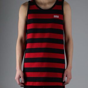 NUMBER (N)INE ボーダー ロングタンクトップ ブラック×レッド 2サイズ 新品未使用 Wide Striped Long Tank Top Black×Red Size 2 New