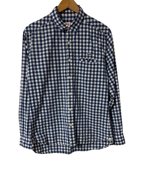 ラコステライブ LACOSTE L!VE ギンガムチェック 長袖シャツ ネイビー 41 Gingham Check Long Sleeve Shirt Navy