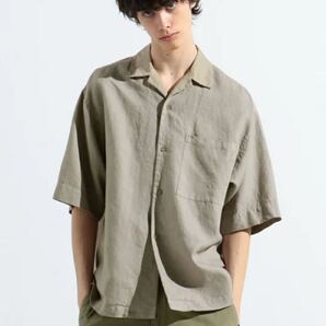 TOMORROWLAND MEN リネンポプリン×コットンブロード ショートビッグスリーブシャツ Mサイズ ベージュ系 Linen Poplin × Cotton Broad