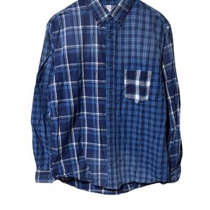 DUFFER INDIGO ダファー インディゴ フェード パッチワーク チェックシャツ XL 日本製 Faded Patchwork Check Shirt XL Made in Japan
