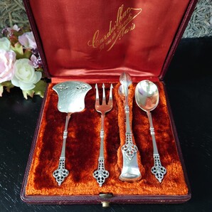 カルディヤック ルネサンス ルネッサンス デザートサーバー 4点 ヴェルメイユ 現クリストフル シルバー950 銀無垢 純銀 サービングセット