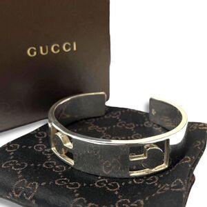 ★ 正規品 GUCCI グッチ GG Logo Silver Bangle GG ロゴ シルバー バングル ブレス メンズ SV925