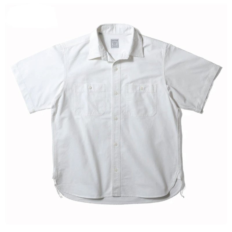 新品 HOUSTON ヒューストン 半袖ワークシャツ 無地 オックスフォード生地