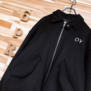 美品/稀少【オーワイ】OY ジップ ライン ウール ボンバージャケット 黒×白【HFby6PR】メンズ・洋服・秋冬【D9M3M7J】