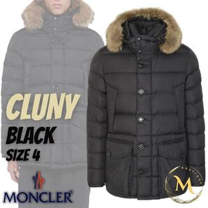 XLサイズ【新品未使用タグ付き】MONCLER CLUNY クルーニー Coyote fur ダウンジャケット TG4 ブラック色 黒色 本物認証 ◆定価40万円◆