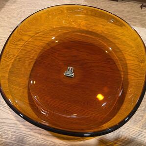 マルティグラス 大鉢 ガラスボウル 琥珀色 日本製 姫フォーク レトロ 盛り皿 サラダボウル 花器 盛器 大皿 盛器 ハンドクラスト