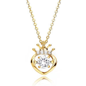 激安 人気 レア かわいい おしゃれ ダンシング ストーン ネックレス クラウン 王冠 czダイヤ ゴールド レディース ゴールド アクセサリー