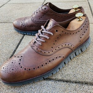 ★即決★ コールハーン COLEHAAN 9.5 27cm ZEROGRAND ゼログランド ウイングチップ レザースニーカー シューズ メンズ ブラウン BR 茶色