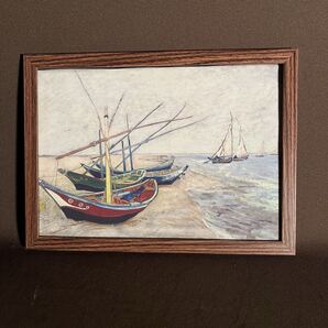 キャンバスプリントアート ゴッホ サンマリーのボート 絵画 額付き インテリア