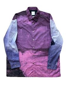 美品 Paul Smith グラフィック プリント 長袖 シャツ L 日本製 紫