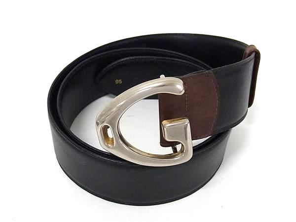 オールドグッチ　OLD GUCCI ベルト　レトロ　ヴィンテージ OLD Gucci シェリーラインGGバックルレザーベルト（青