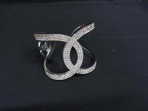 1円 CHANEL シャネル ココマーク ラインストーン ブレスレット バングル アクセサリー レディース シルバー系 BP5162