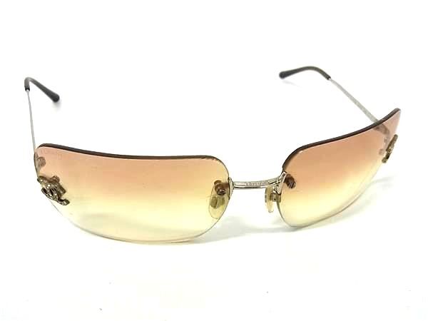 CHANEL シャネル リムレス サングラス ストーン オレンジ　4017-D CHANEL シャネル サングラス 度なし 4017-D リムレス ケース付き
