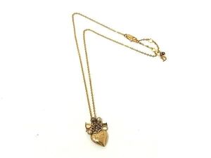 1円 ChristianDior クリスチャンディオール ヴィンテージ ハート ネックレス ペンダント アクセサリー レディース ゴールド系 BQ1229
