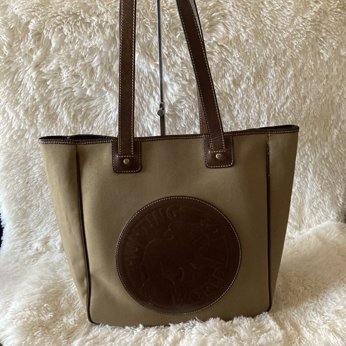 【超人気型】 ハンティングワールド トートバッグ ビジネス キャンバス レザー ハンティングワールド キャンバス レザー トートバッグ ブラウン