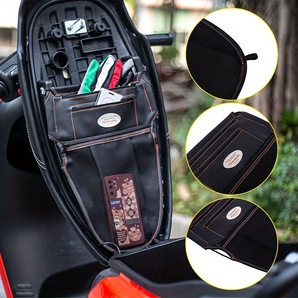 ブラック モーターサイクル ストレージ バッグ 取り外し可能ストラップ付き スクラッチ耐性 多ポケット ライディング トラベル用