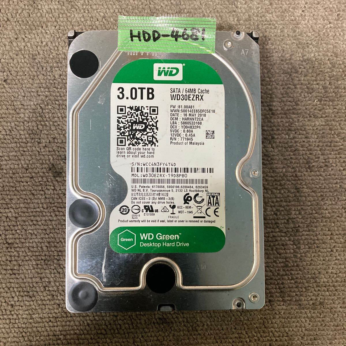 【中古品】3.5インチHDD　3TB×2台 使用時間70時間未満 中古品】3.5インチHDD 3TB×2台 使用時間50時間未満 ぴやま