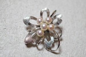 1164 アコヤ真珠 本真珠 パール シルバー ブローチ ヴィンテージ アクセサリー SILVER刻印 冠婚葬祭 あこや 装飾品