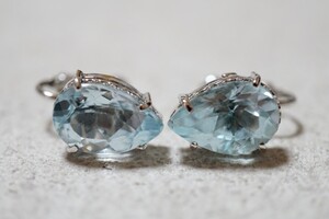 1139 ブルートパーズ イヤリング 両耳揃い ヴィンテージ アクセサリー 宝石 色石 カラーストーン 装飾品