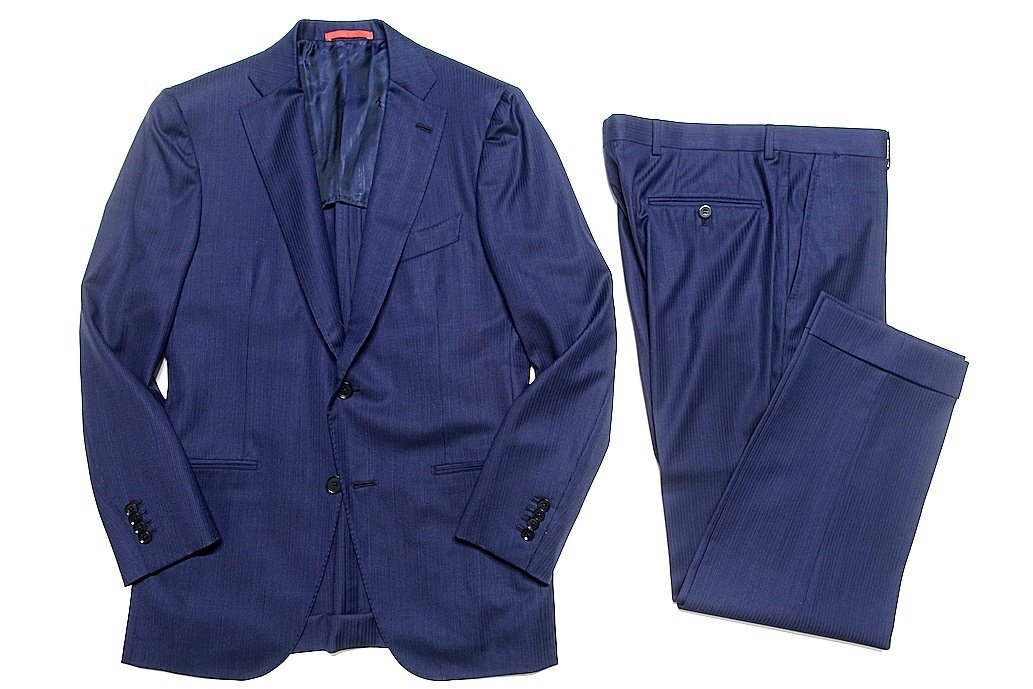 【美品】ISAIA イザイア　スーツ　セットアップ　チャコール　46　M ISAIA（イザイア）MUSAムーサ SUPER130'sウールサージピン