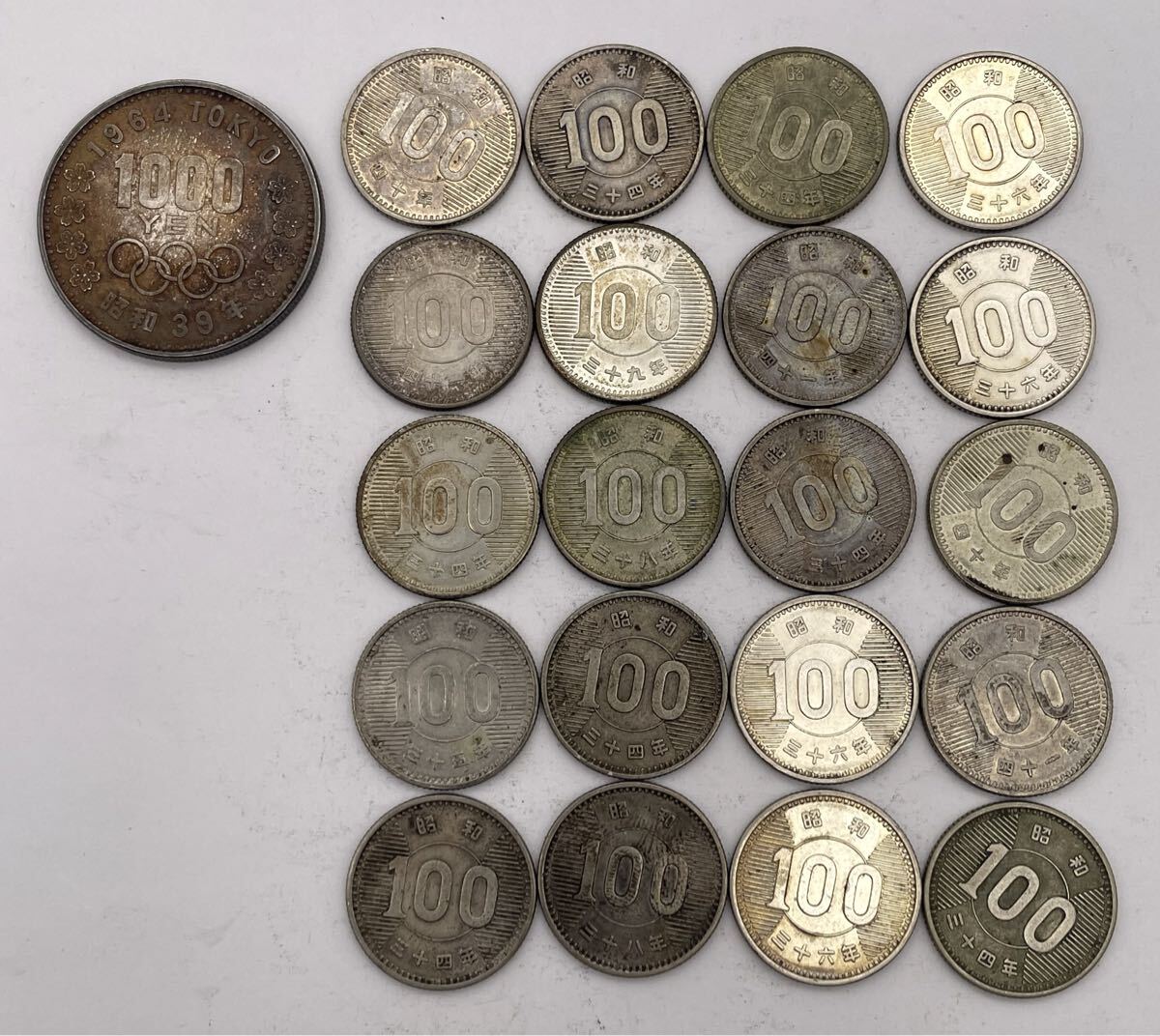  Tokyo Olympic 1000 иен серебряная монета *..100 иен серебряная монета ×20 115.5g старая монета ④