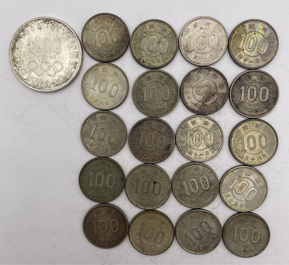  Tokyo Olympic 1000 иен серебряная монета *..100 иен серебряная монета ×20 115.3g старая монета ⑤