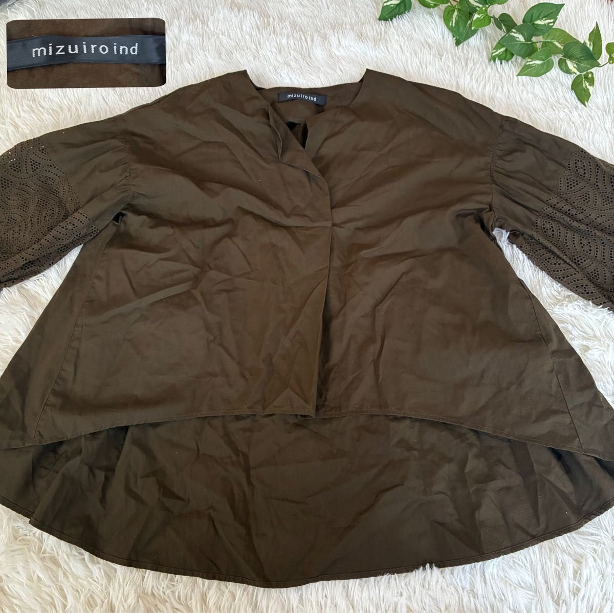 mizuiro ind ミズイロインド 日本製　ブラウス ドルマンスリーブ ブラ