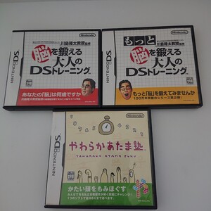 【DSソフトまとめ売り】 脳を鍛える大人のDSトレーニング・やわらかあたま塾 他 計3点 任天堂 脳トレ レトロ 当時物現状品 ぷらみ 0907 44