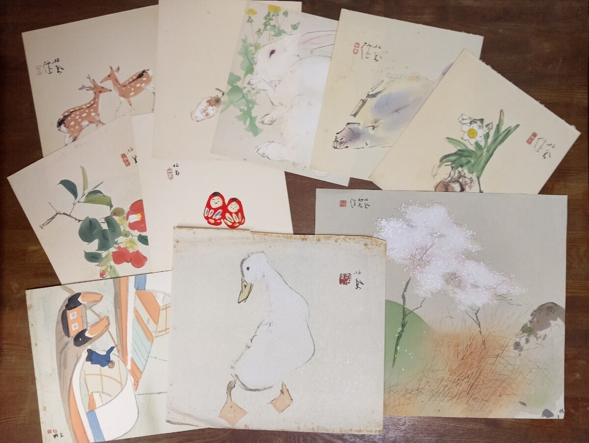 【真作】版画　竹内栖鳳　木版画　宇佐幾　赤い目の兎　余白に遊ぶ　箱入　X189 真作】版画 竹内栖鳳 木版画 宇佐幾 赤い目の兎 余白に遊ぶ