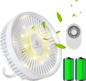 【数量限定】扇風機 1台3役 卓上 壁掛け 吊り下げ マグネットリモコン付き LED照明機能付き USB充電 パワフル送風 大風量 xr-df182-wh MC