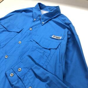 コロンビア フィッシングシャツ 長袖 ライトブルー メンズM