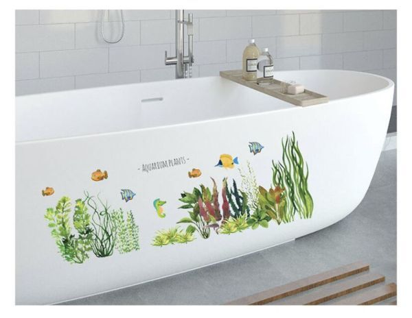 ウォールステッカー　水族館　草　魚　バスルーム　海　お風呂　おしゃれ　海底　屋内
