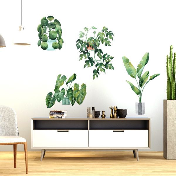 ウォールステッカー　観葉植物　グリーン　リビングルーム　屋内植物　壁紙シール 窓