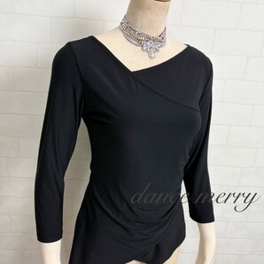 ★送料無料★【MERRY】 新品 社交ダンス 黒 トップス カシュクール 9263 レッスン シンプル ラテン ダンス ルンバ サンバ タンゴ ワルツ