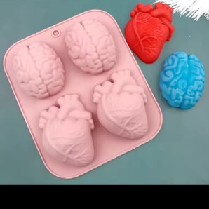 心臓 脳 型 シリコン モールド 臓器 ハロウィン バレンタイン レジン 粘土 チョコレート お菓子 手作り アロマキャンドル ホワイトデー
