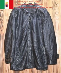 70’s ヴィンテージ★イタリア直輸入★良質 本皮 本革 レザージャケット ライダース XXL (P-587) メンズ ユーロ古着