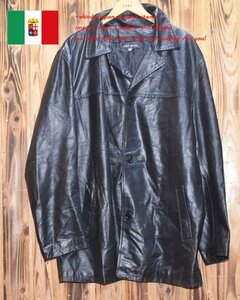 美品おすすめ★イタリア製★良質 本皮 本革 レザー コート XXXXL (P-583) メンズ ユーロ古着