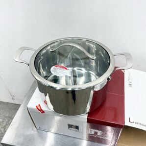 ラ・ベットラ IH対応 両手鍋24cm ステンレス両手鍋 蓋付き 中古