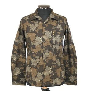 Made in Japan★THE NINE HEADS/ナインヘッズ/九頭★長袖柄シャツ【メンズS/茶/ブラウン/獅子】Shirts◆BG875-A