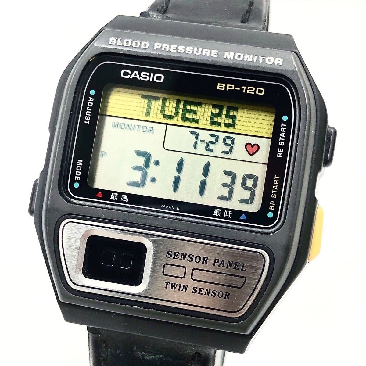 CASIO BP-120 血圧モニター デジタル腕時計　ベルトなし 美品 90's rare CASIO BP-120 BLOOD PRESSURE MONITOR 新品電池