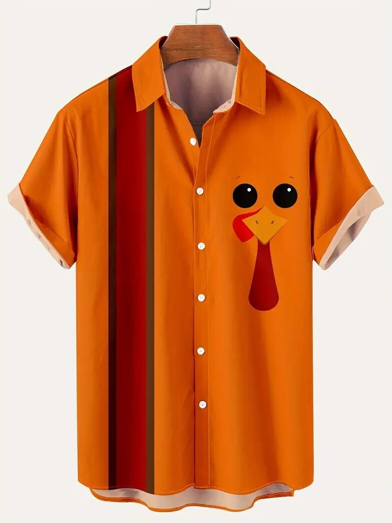 サイズ　３L　相当　オレンジ　鳥　デザイン　メンズ　半袖　アロハシャツ 　大きいサイズ　3・５０２